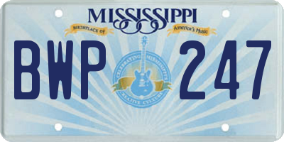 MS license plate BWP247