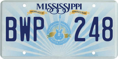 MS license plate BWP248