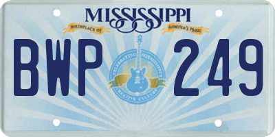 MS license plate BWP249