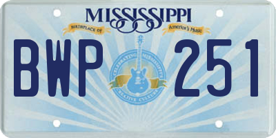 MS license plate BWP251