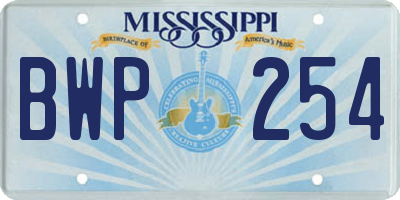 MS license plate BWP254