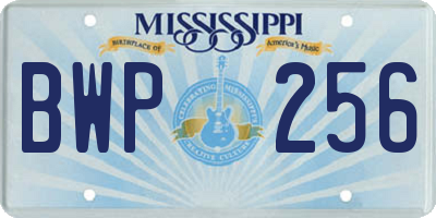 MS license plate BWP256