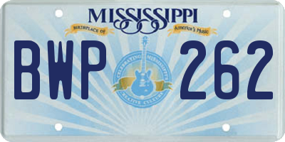 MS license plate BWP262