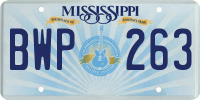 MS license plate BWP263
