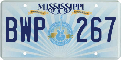 MS license plate BWP267
