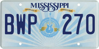 MS license plate BWP270