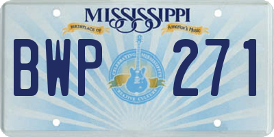 MS license plate BWP271