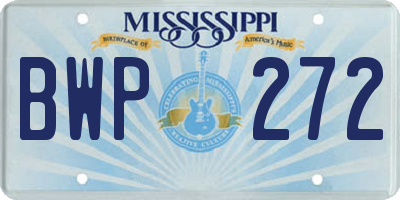 MS license plate BWP272