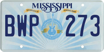 MS license plate BWP273