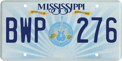 MS license plate BWP276