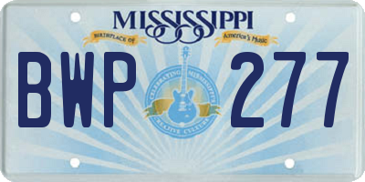 MS license plate BWP277