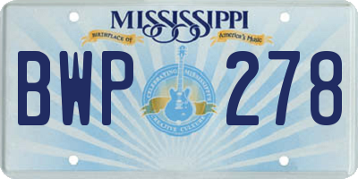 MS license plate BWP278
