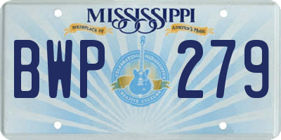 MS license plate BWP279