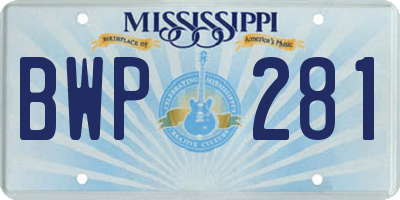 MS license plate BWP281