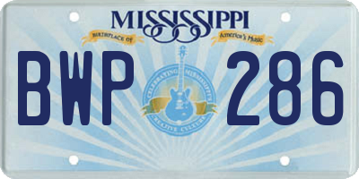 MS license plate BWP286