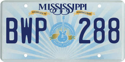 MS license plate BWP288