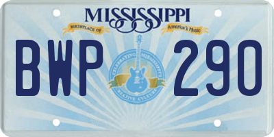 MS license plate BWP290