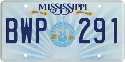 MS license plate BWP291