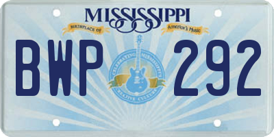 MS license plate BWP292