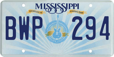 MS license plate BWP294