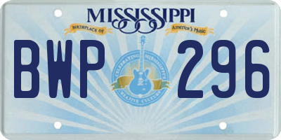 MS license plate BWP296