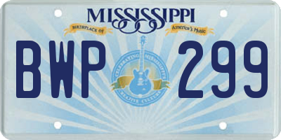 MS license plate BWP299