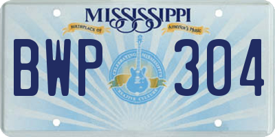 MS license plate BWP304