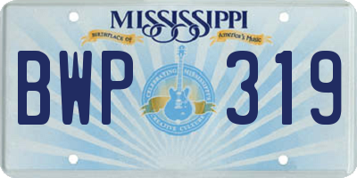MS license plate BWP319