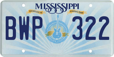 MS license plate BWP322