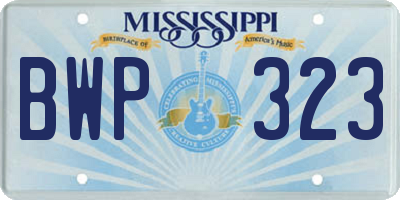 MS license plate BWP323