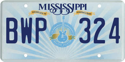MS license plate BWP324