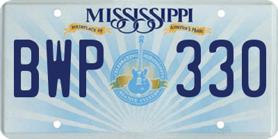 MS license plate BWP330