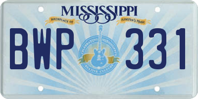 MS license plate BWP331