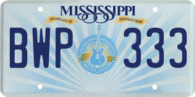 MS license plate BWP333