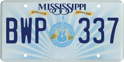 MS license plate BWP337