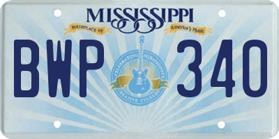 MS license plate BWP340