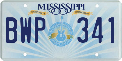 MS license plate BWP341