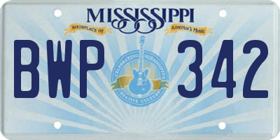 MS license plate BWP342