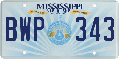 MS license plate BWP343