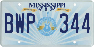 MS license plate BWP344