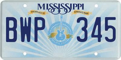 MS license plate BWP345