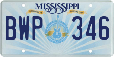 MS license plate BWP346