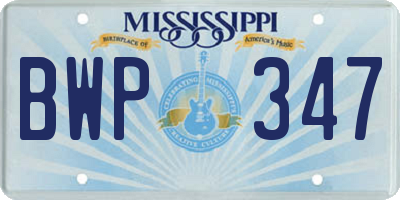MS license plate BWP347
