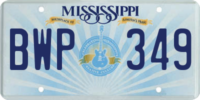 MS license plate BWP349
