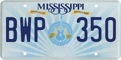 MS license plate BWP350