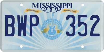 MS license plate BWP352