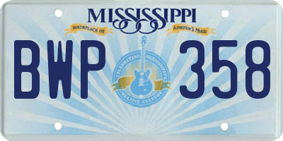 MS license plate BWP358