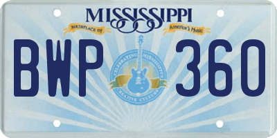 MS license plate BWP360