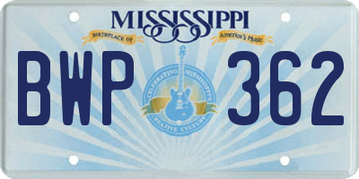 MS license plate BWP362