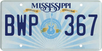 MS license plate BWP367